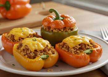 Pimentão Recheado com Arroz e Carne Moída