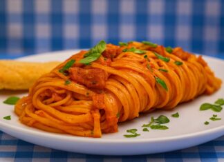 Macarronada ao Molho de Tomate, Bacon e Manjericão – Massa Caseira com Sabor Marcante