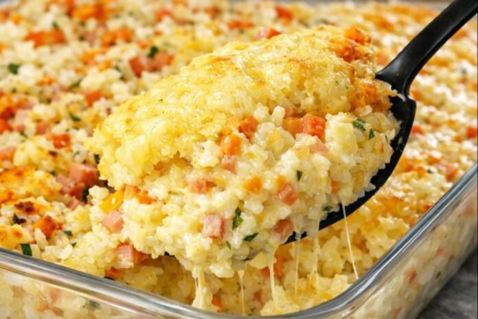 Arroz de Forno Cremoso com Presunto e Queijo