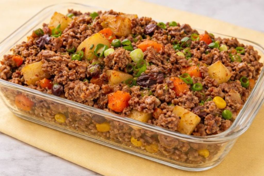 Carne Moída Refogada com Legumes