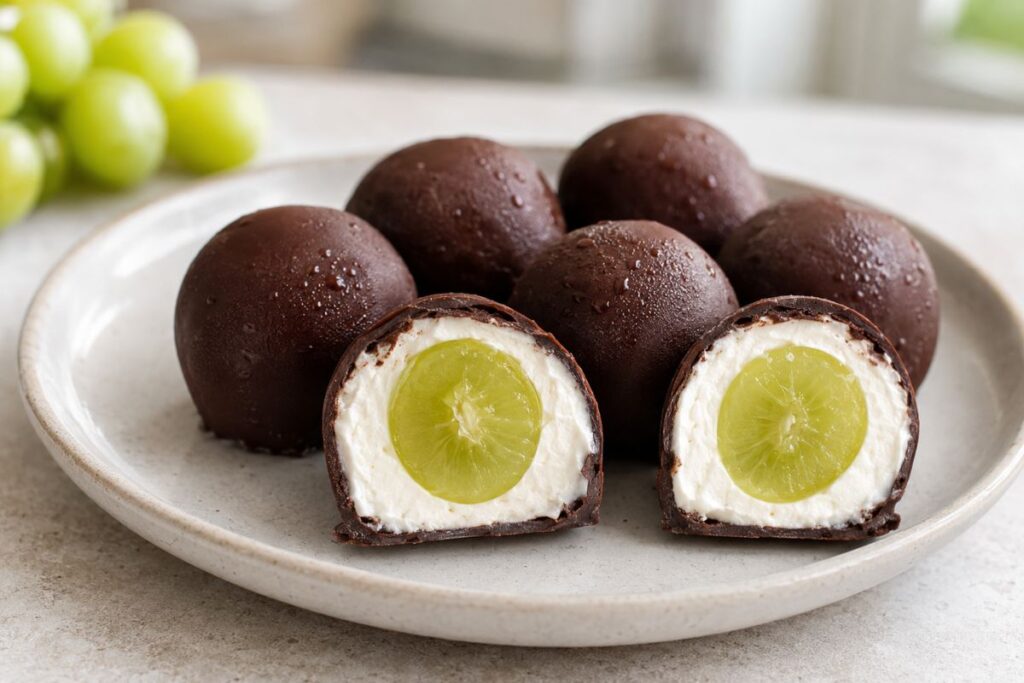Bombom de Uva sem Açúcar – Sobremesa Gelada com Iogurte e Chocolate