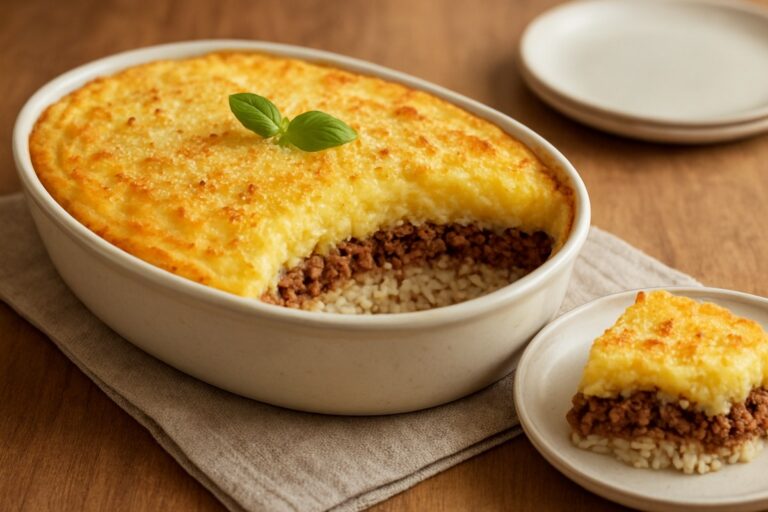 Escondidinho de Arroz com Carne Moída – Receita Gratinada para o Almoço