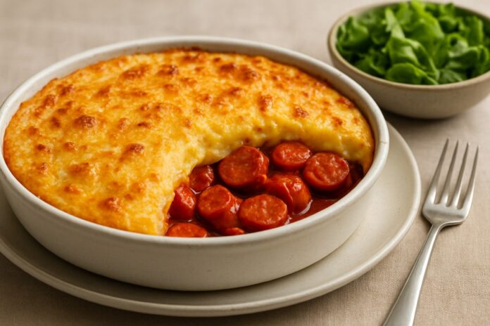 Escondidinho Invertido de Batata e Salsicha
