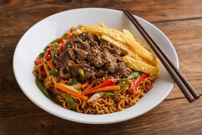 Lámen Coreano Caseiro – Receita Completa com Carne, Legumes e Omelete
