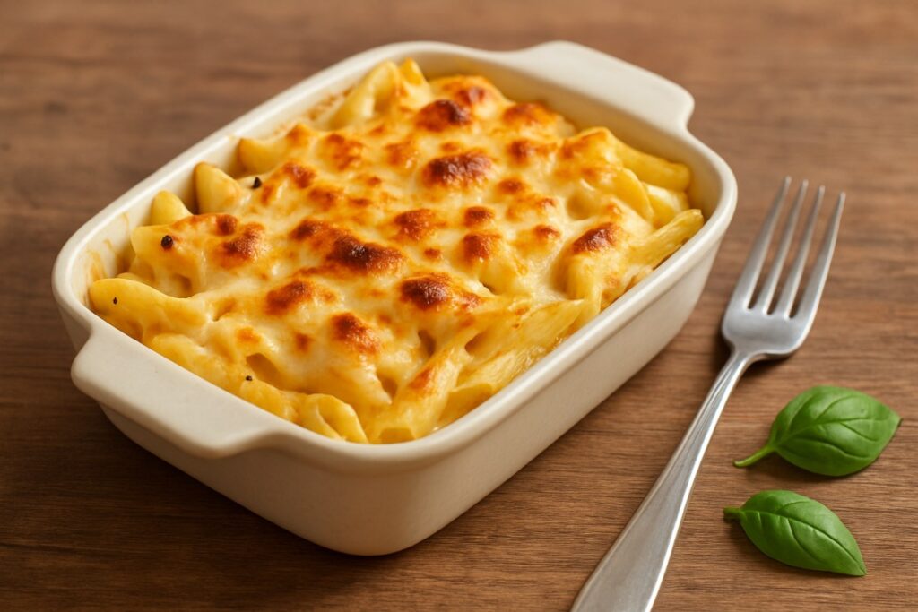 Macarrão Gratinado na Air Fryer – Penne Cremoso com Queijo