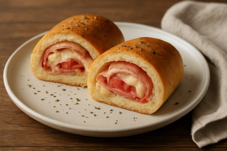 Pão-Pizza Caseiro Recheado – Massa Macia com Presunto e Mussarela