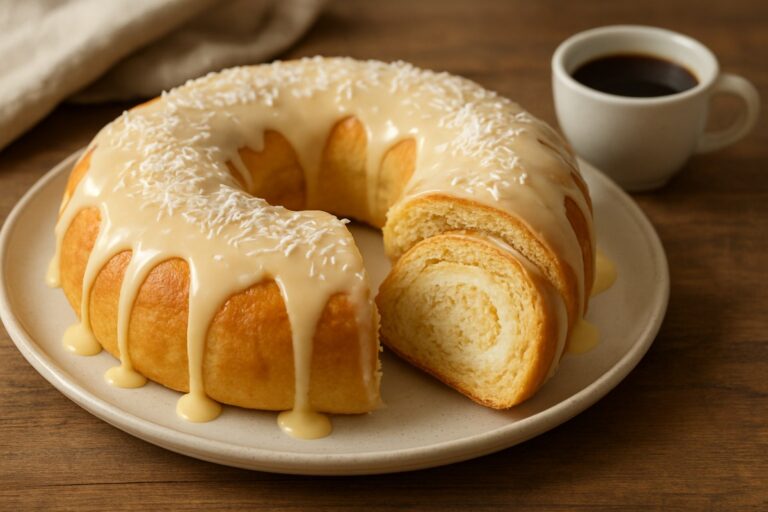 Rosca de Fatia Húngara com Coco – Pão Caseiro Macio para o Café