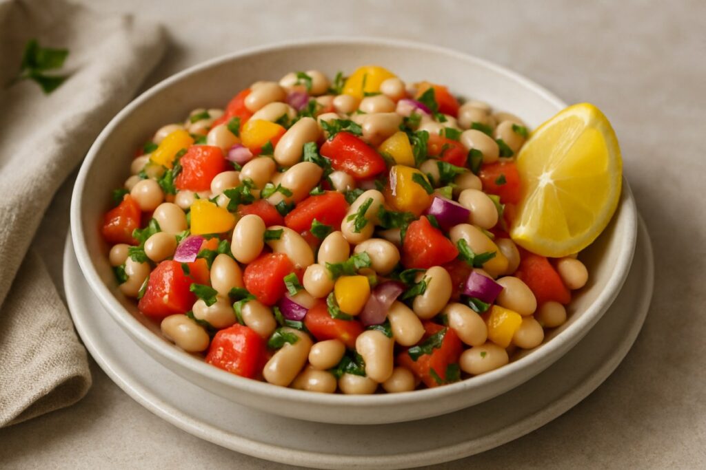 Salada de Feijão Branco com Legumes – Acompanhamento Leve e Refrescante