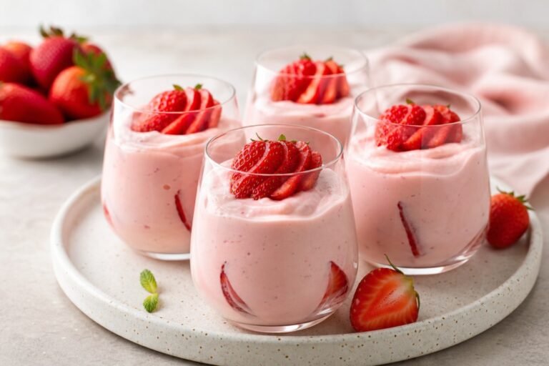 Sobremesa Gelada de Morango Simples – Doce Rápido e Refrescante para Qualquer Ocasião