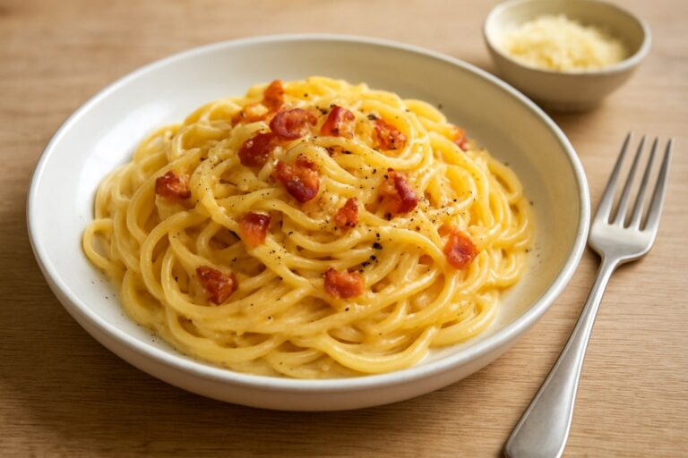 Spaghetti à Carbonara Cremoso – Receita Italiana Simples para Fazer em Casa